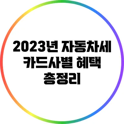2023년 자동차세 카드사별 혜택 총정리
