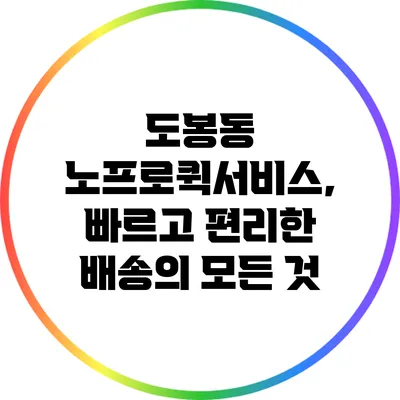 도봉동 노프로퀵서비스, 빠르고 편리한 배송의 모든 것