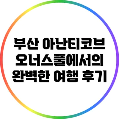 부산 아난티코브 오너스풀에서의 완벽한 여행 후기