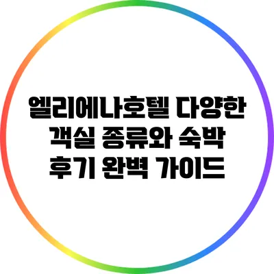 엘리에나호텔: 다양한 객실 종류와 숙박 후기 완벽 가이드
