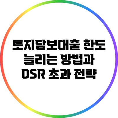 토지담보대출 한도 늘리는 방법과 DSR 초과 전략