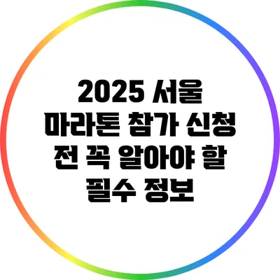 2025 서울 마라톤 참가 신청 전 꼭 알아야 할 필수 정보