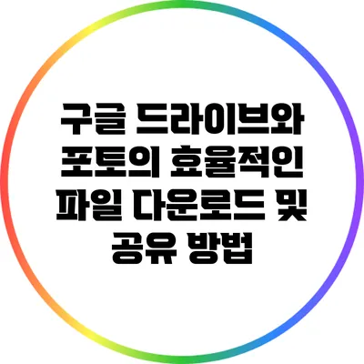 구글 드라이브와 포토의 효율적인 파일 다운로드 및 공유 방법