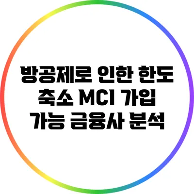방공제로 인한 한도 축소: MCI 가입 가능 금융사 분석