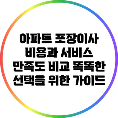 아파트 포장이사 비용과 서비스 만족도 비교: 똑똑한 선택을 위한 가이드