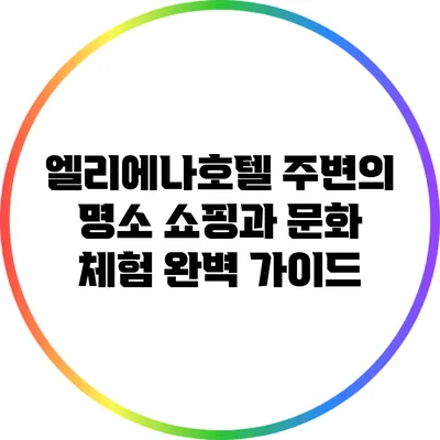 엘리에나호텔 주변의 명소: 쇼핑과 문화 체험 완벽 가이드
