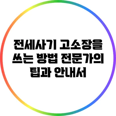 전세사기 고소장을 쓰는 방법: 전문가의 팁과 안내서