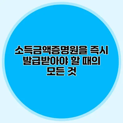소득금액증명원을 즉시 발급받아야 할 때의 모든 것