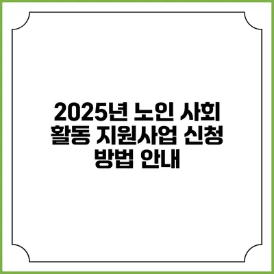 2025년 노인 사회 활동 지원사업 신청 방법 안내