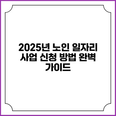 2025년 노인 일자리 사업 신청 방법 완벽 가이드