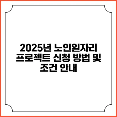 2025년 노인일자리 프로젝트 신청 방법 및 조건 안내