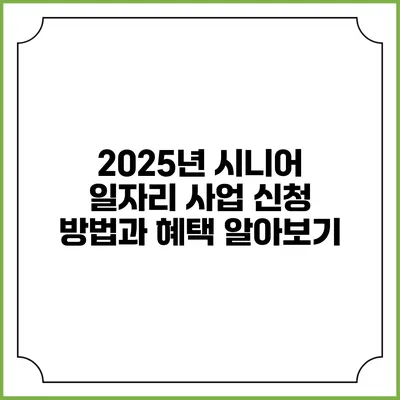 2025년 시니어 일자리 사업 신청 방법과 혜택 알아보기