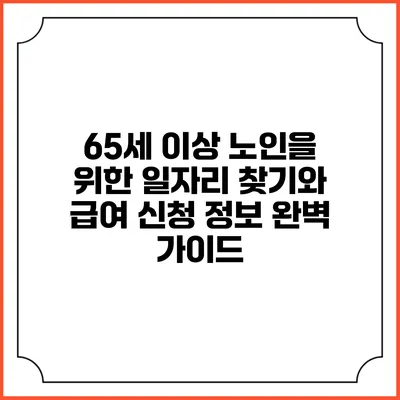 65세 이상 노인을 위한 일자리 찾기와 급여 신청 정보 완벽 가이드