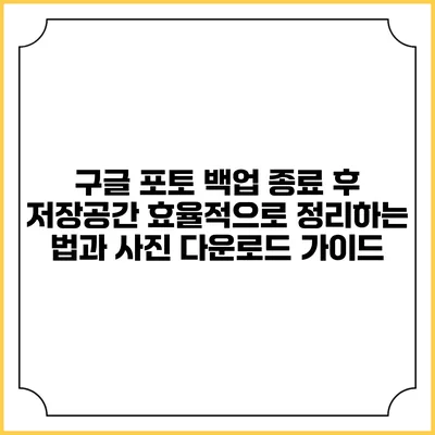 구글 포토 백업 종료 후 저장공간 효율적으로 정리하는 법과 사진 다운로드 가이드