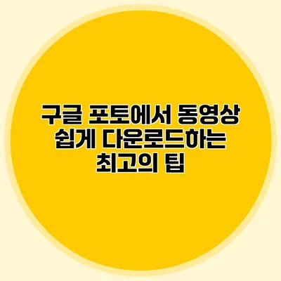 구글 포토에서 동영상 쉽게 다운로드하는 최고의 팁