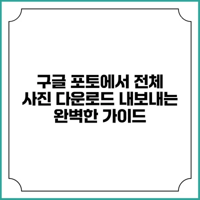 구글 포토에서 전체 사진 다운로드 내보내는 완벽한 가이드