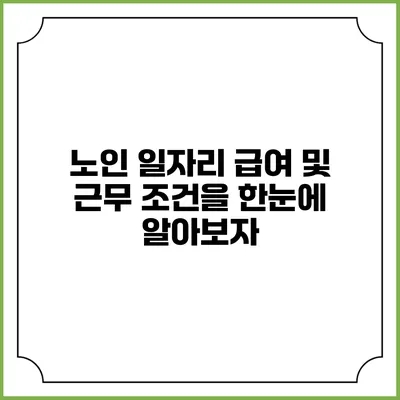 노인 일자리 급여 및 근무 조건을 한눈에 알아보자