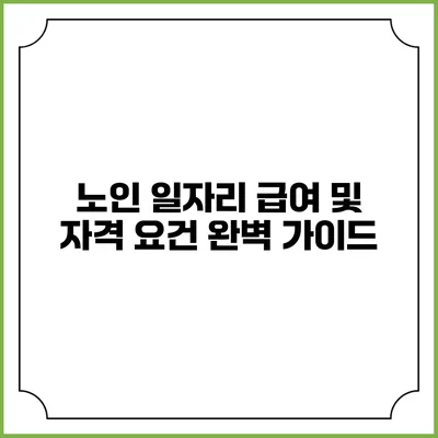 노인 일자리 급여 및 자격 요건 완벽 가이드
