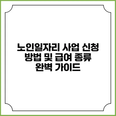 노인일자리 사업 신청 방법 및 급여 종류 완벽 가이드
