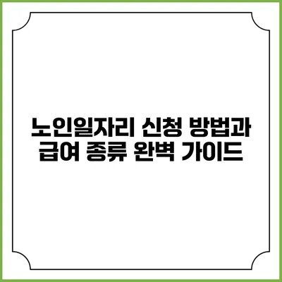 노인일자리 신청 방법과 급여 종류 완벽 가이드