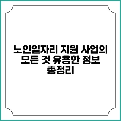 노인일자리 지원 사업의 모든 것: 유용한 정보 총정리