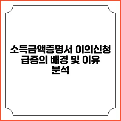 소득금액증명서 이의신청 급증의 배경 및 이유 분석