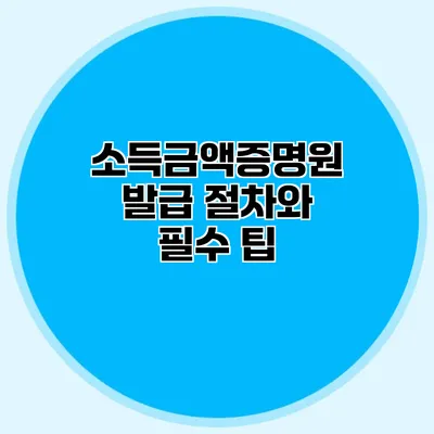 소득금액증명원 발급 절차와 필수 팁