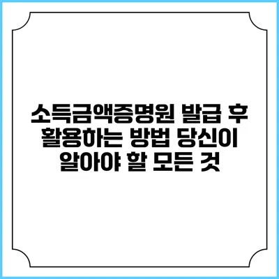 소득금액증명원 발급 후 활용하는 방법: 당신이 알아야 할 모든 것
