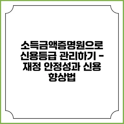 소득금액증명원으로 신용등급 관리하기 - 재정 안정성과 신용 향상법
