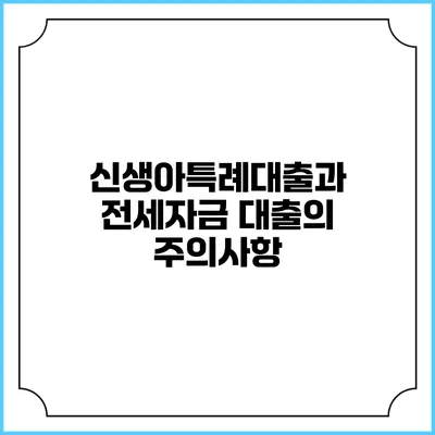 신생아특례대출과 전세자금 대출의 주의사항