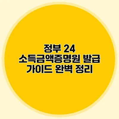 정부 24 소득금액증명원 발급 가이드 완벽 정리