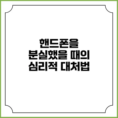 핸드폰을 분실했을 때의 심리적 대처법