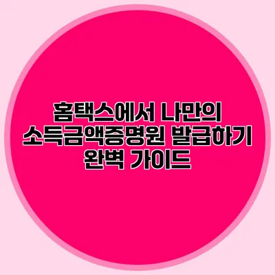 홈택스에서 나만의 소득금액증명원 발급하기 완벽 가이드