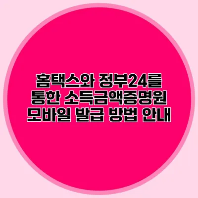 홈택스와 정부24를 통한 소득금액증명원 모바일 발급 방법 안내