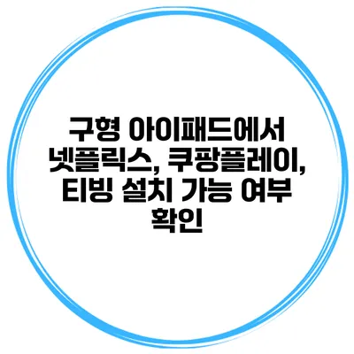 구형 아이패드에서 넷플릭스, 쿠팡플레이, 티빙 설치 가능 여부 확인