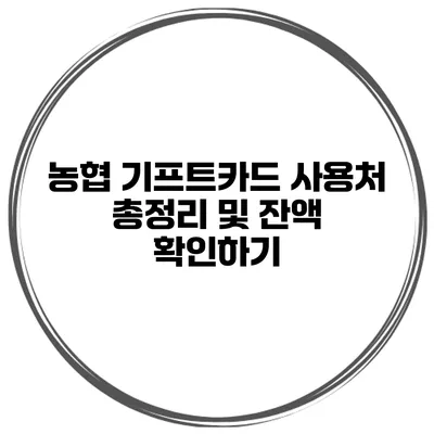 농협 기프트카드 사용처 총정리 및 잔액 확인하기