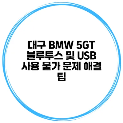 대구 BMW 5GT 블루투스 및 USB 사용 불가 문제 해결 팁